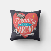 Reading is My Cardio Red Heart Raccoon クッション (正面)
