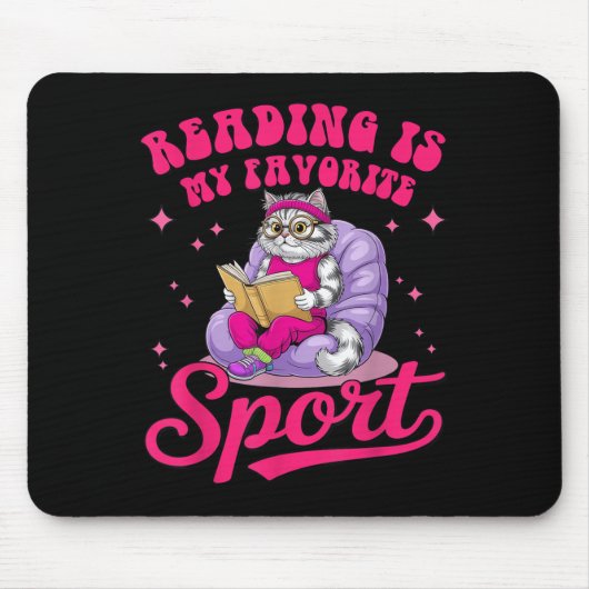 Reading Is My Favorite Srt Funny Cat Book Lover Li マウスパッド (正面)