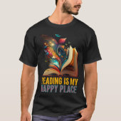 Reading is my Happy Place Book Nerd Bookworm Libra Tシャツ (正面)