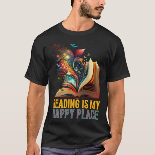 Reading is my Happy Place Book Nerd Bookworm Libra Tシャツ (正面)