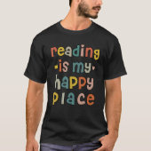 Reading is My Happy Place Book Nerd  Reading Vinta Tシャツ (正面)