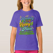 Reading is My Happy Place Colorful Tee Tシャツ (正面)