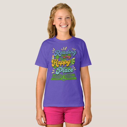 Reading is My Happy Place Colorful Tee Tシャツ (正面フル)