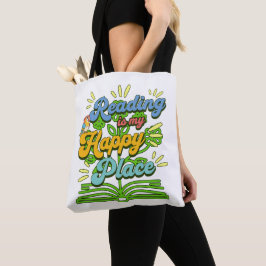 Reading is My Happy Place Colorful Tote トートバッグ