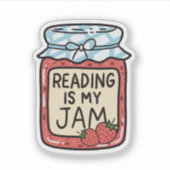 Reading is my Jam Cute Bookish Bookclub Book Lover シール (正面)