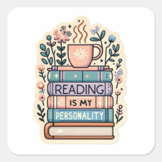 Reading Is My Personality Sticker - Cozy Bookworm  スクエアシール