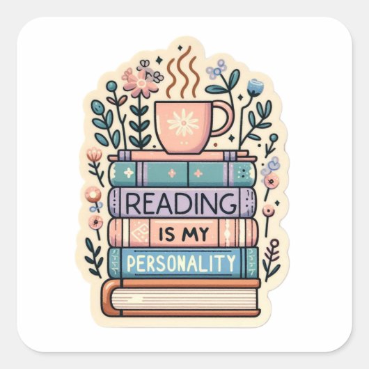 Reading Is My Personality Sticker - Cozy Bookworm  スクエアシール (正面)