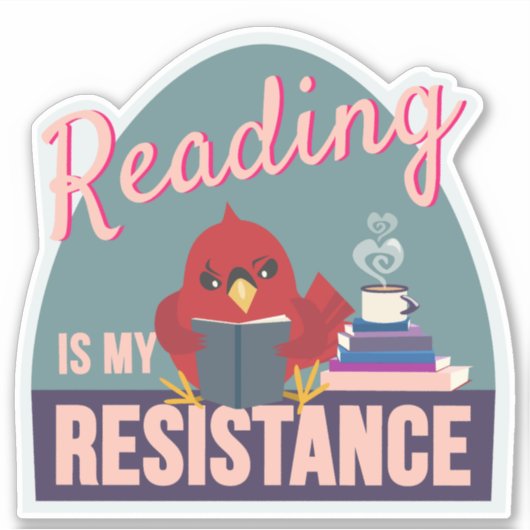 Reading Is My Resistance – Blue Egg-Shaped Sticker シール (正面)