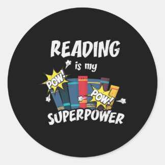 Reading Is My Superpower Book Bookworm ラウンドシール