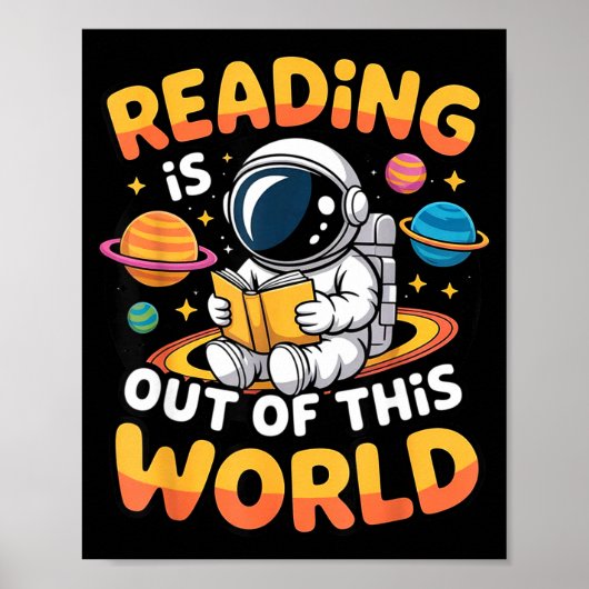 Reading is out of this world space funny books ポスター (正面)