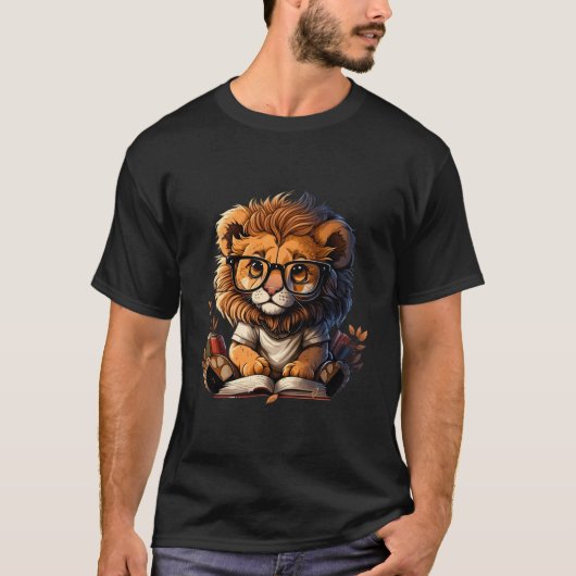 Reading Lion For Books Reading For Book Readers Tシャツ (正面)