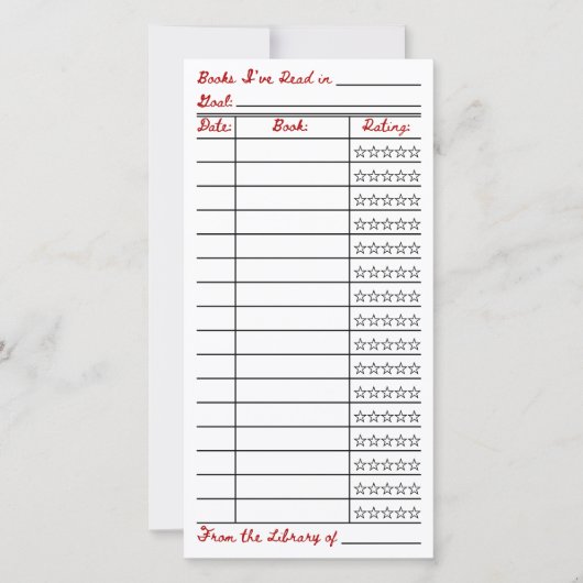 Reading List Tracker Flat Card (正面)