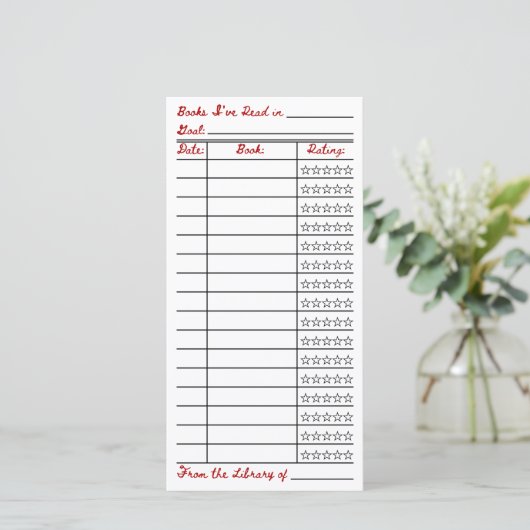 Reading List Tracker Flat Card (スタンド正面)