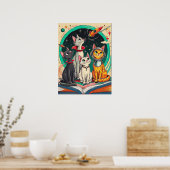 Reading Opens a Gateway to Cosmic Cat Adventures ポスター (キッチン)