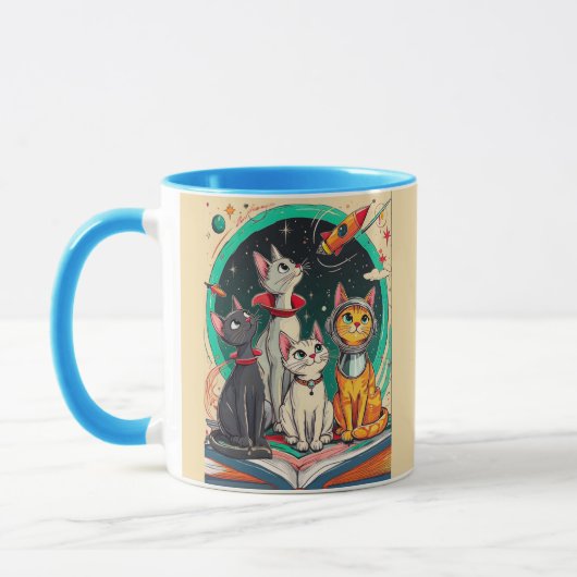 Reading Opens a Gateway to Cosmic Cat Adventures マグカップ (左)