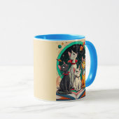 Reading Opens a Gateway to Cosmic Cat Adventures マグカップ (正面右)