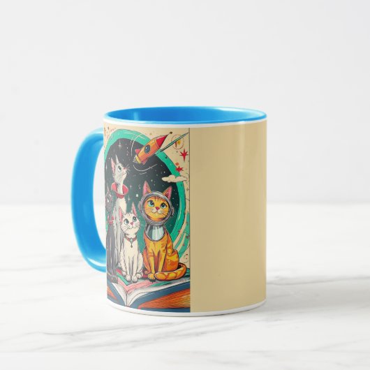 Reading Opens a Gateway to Cosmic Cat Adventures マグカップ (正面左)