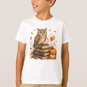 Reading Owl Fall Halloween Tシャツ (正面)