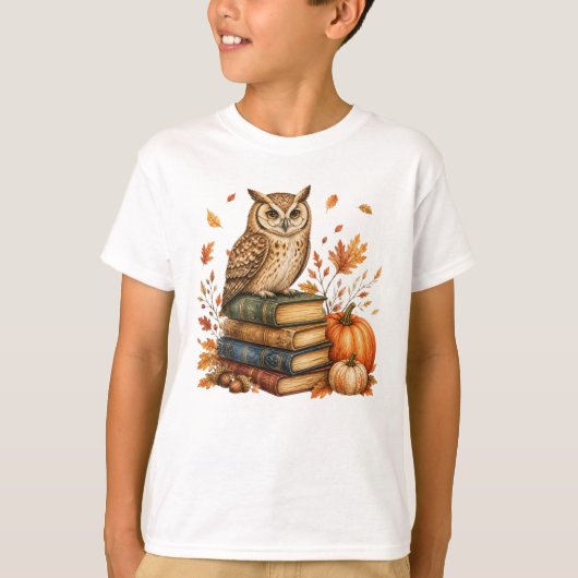 Reading Owl Fall Halloween Tシャツ (正面)