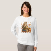 Reading Owl Teacher 秋 ハロウィン Tシャツ (正面フル)