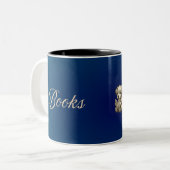 Reading Puppy Book Lover Mug - Books Teal Blue ツートーンマグカップ (正面左)