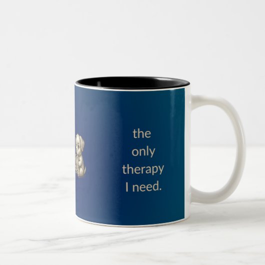 Reading Puppy Book Lover Mug - Books Teal Blue ツートーンマグカップ (右)