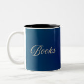 Reading Puppy Book Lover Mug - Books Teal Blue ツートーンマグカップ (左)