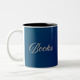 Reading Puppy Book Lover Mug - Books Teal Blue ツートーンマグカップ