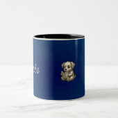 Reading Puppy Book Lover Mug - Books Teal Blue ツートーンマグカップ (中央)