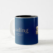 Reading Puppy Book Lover Mug Teal Blue ツートーンマグカップ (正面左)