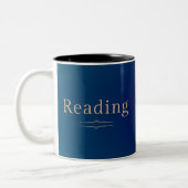 Reading Puppy Book Lover Mug Teal Blue ツートーンマグカップ (左)