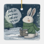 Reading Quote Ornament for Book Lovers セラミックオーナメント (裏面)