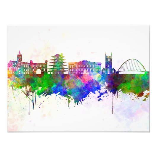Reading skyline in watercolor background フォトプリント            (正面)