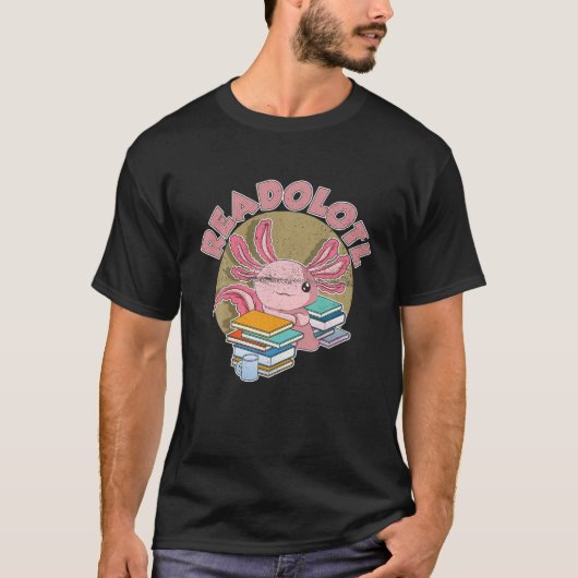 Readolotlブックワーム読の本おたく両生類カット Tシャツ (正面)