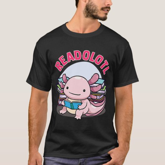 Readolotl Axolotlの読ブックリーダーBookworm B Tシャツ (正面)