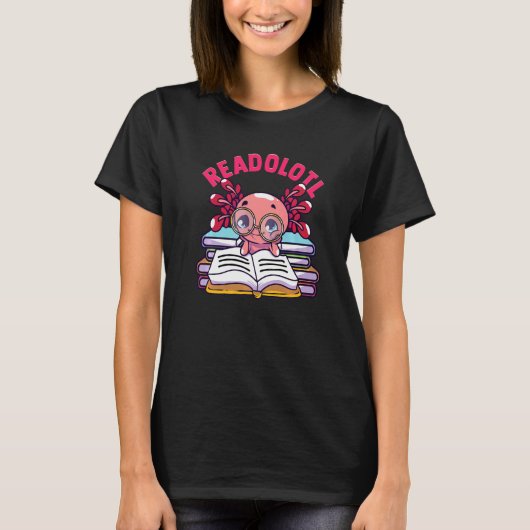 Readolotl Axolotlの読ブックワーム Tシャツ (正面)
