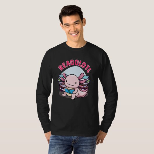 Readolotl Axolotl Reading Books Readers Bookworm B Tシャツ (正面フル)