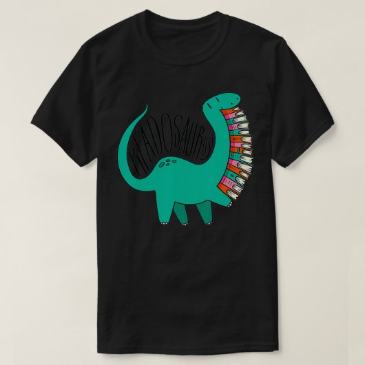 Readosaurus Book Dinosaur Reading Dino  Tシャツ (デザイン正面)