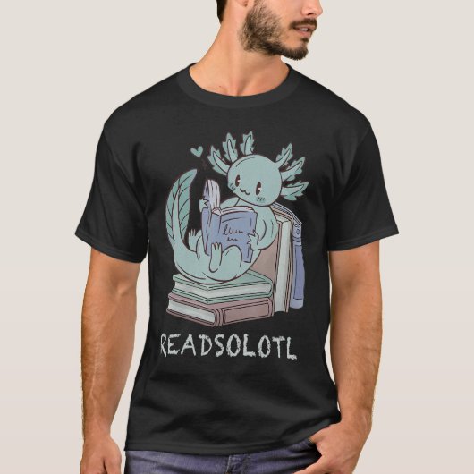 Readsolotlのおもしろい魚の本読トカゲAxolotl Tシャツ (正面)