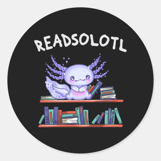ReadsolotlブックラバーおもしろいAxolotl ラウンドシール (正面)