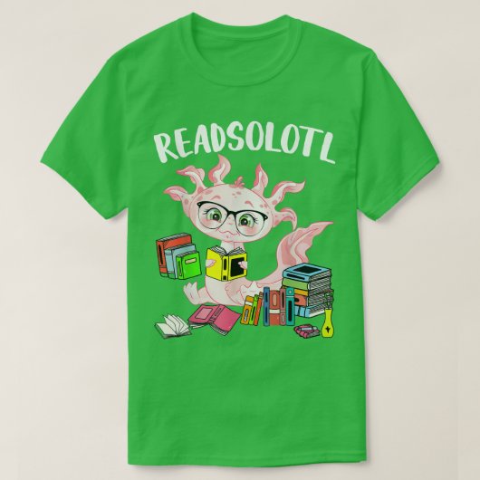 Readsolotl可愛いおもしろいAolotlの読魚の本李 Tシャツ (デザイン正面)