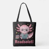 Readsolotl – かわいいウーパールーパーの本好き トートバッグ (裏面)
