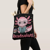 Readsolotl – かわいいウーパールーパーの本好き トートバッグ (クローズアップ)