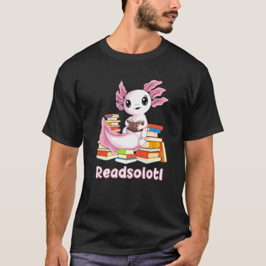 Readsolotl Axolotlの図書読図書館司書 Tシャツ (正面)