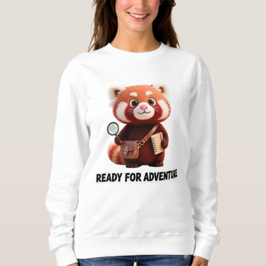 Ready For Adventure Cute Red Panda Explorer スウェットシャツ (正面)