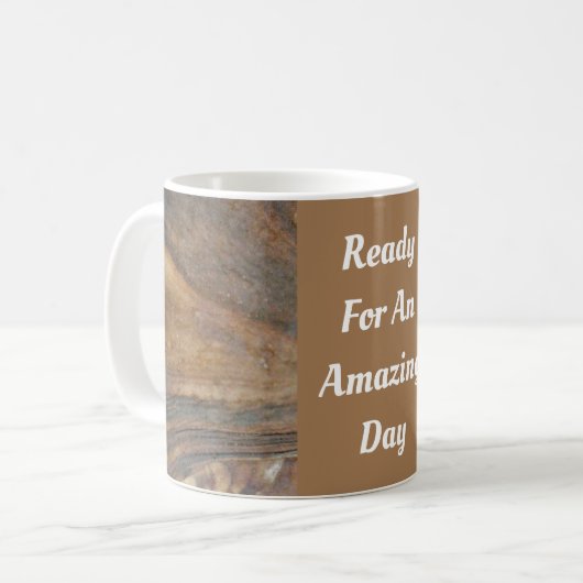 Ready For Amazing Day Woodgrain Photo Positivity コーヒーマグカップ (正面左)