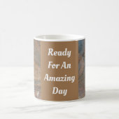 Ready For Amazing Day Woodgrain Photo Positivity コーヒーマグカップ (中央)
