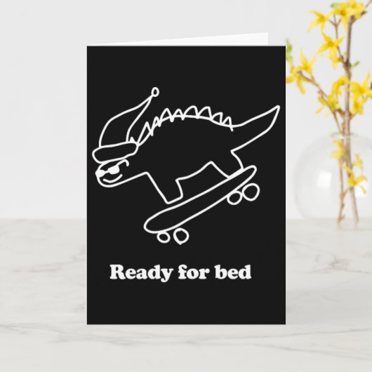 Ready For Bed Dinosaur Skateboarding  カード (黄色い花)