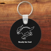 Ready For Bed Dinosaur Skateboarding  キーホルダー (正面)