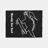 Ready For Bed Dinosaur Skateboarding  フリースブランケット (正面(横))